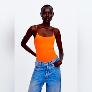 Neon Orange Zara Tank Bodysuit